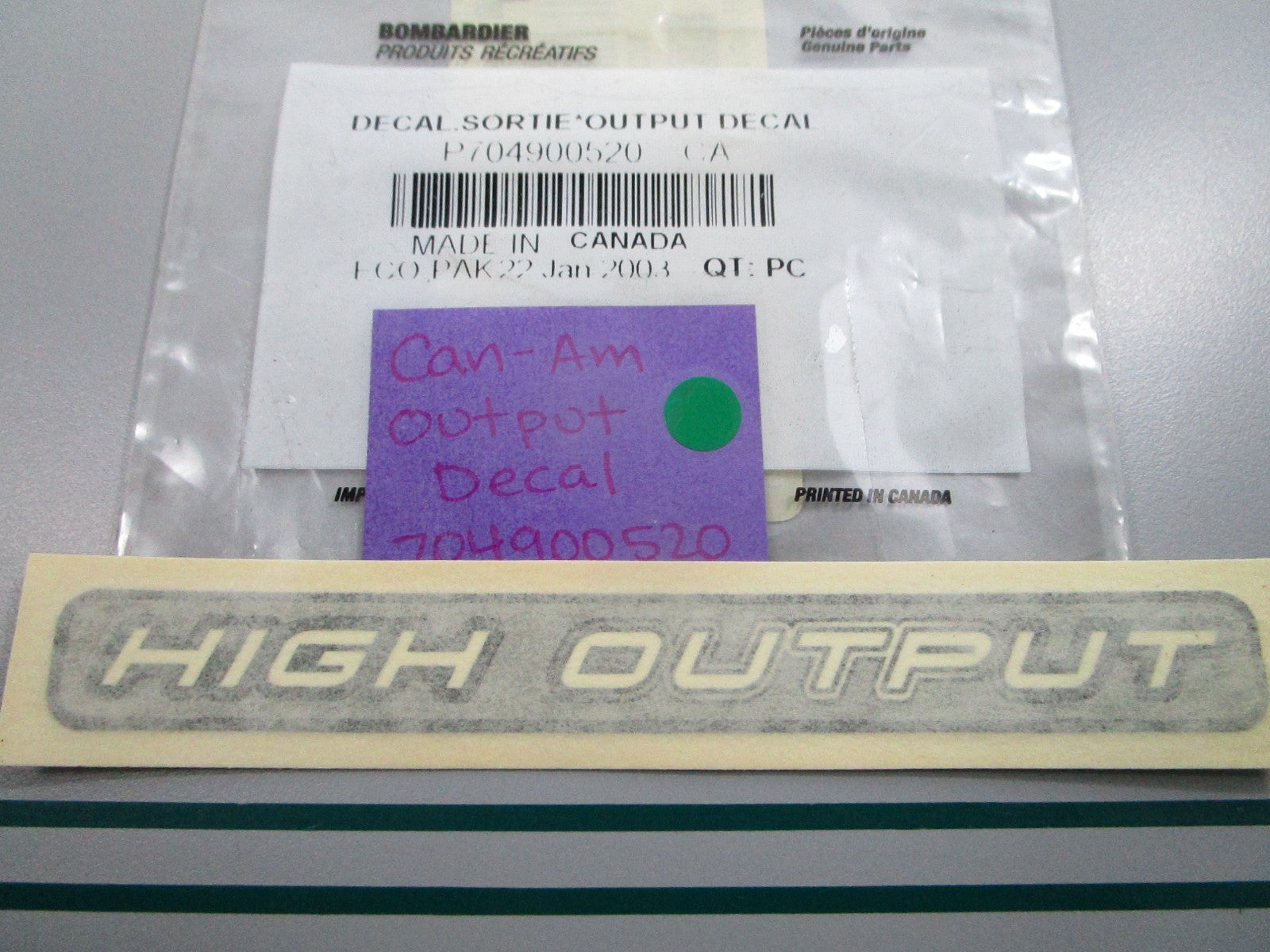 NEW OEM 704900520 Can-Am High Output Decal 0810