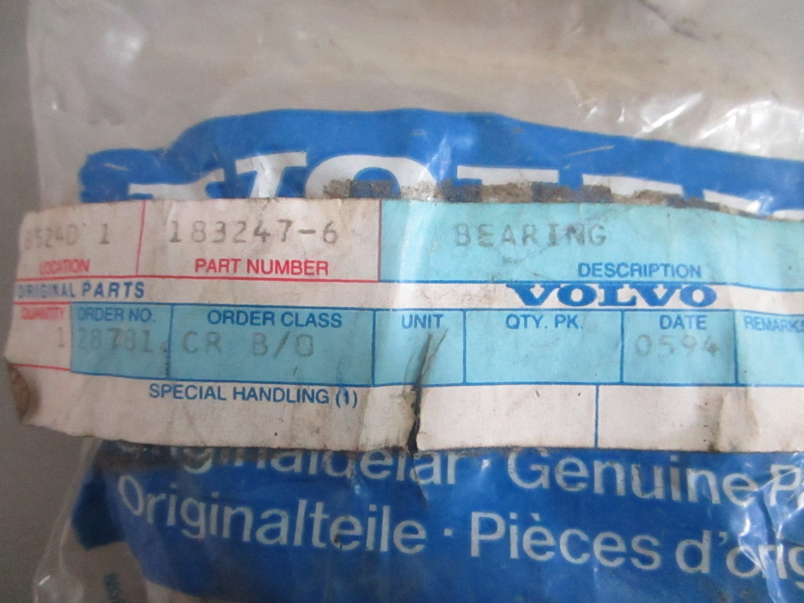 NEW OEM 183247 Volvo Penta Bearing 0820