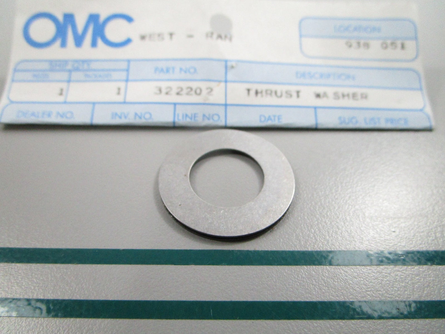 NEW OEM 322202 0322202 OMC Johnson Evinrude Thrust Washer 0810