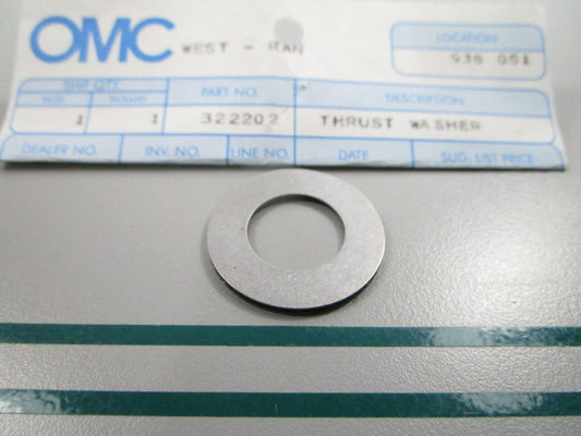 NEW OEM 322202 0322202 OMC Johnson Evinrude Thrust Washer 0810