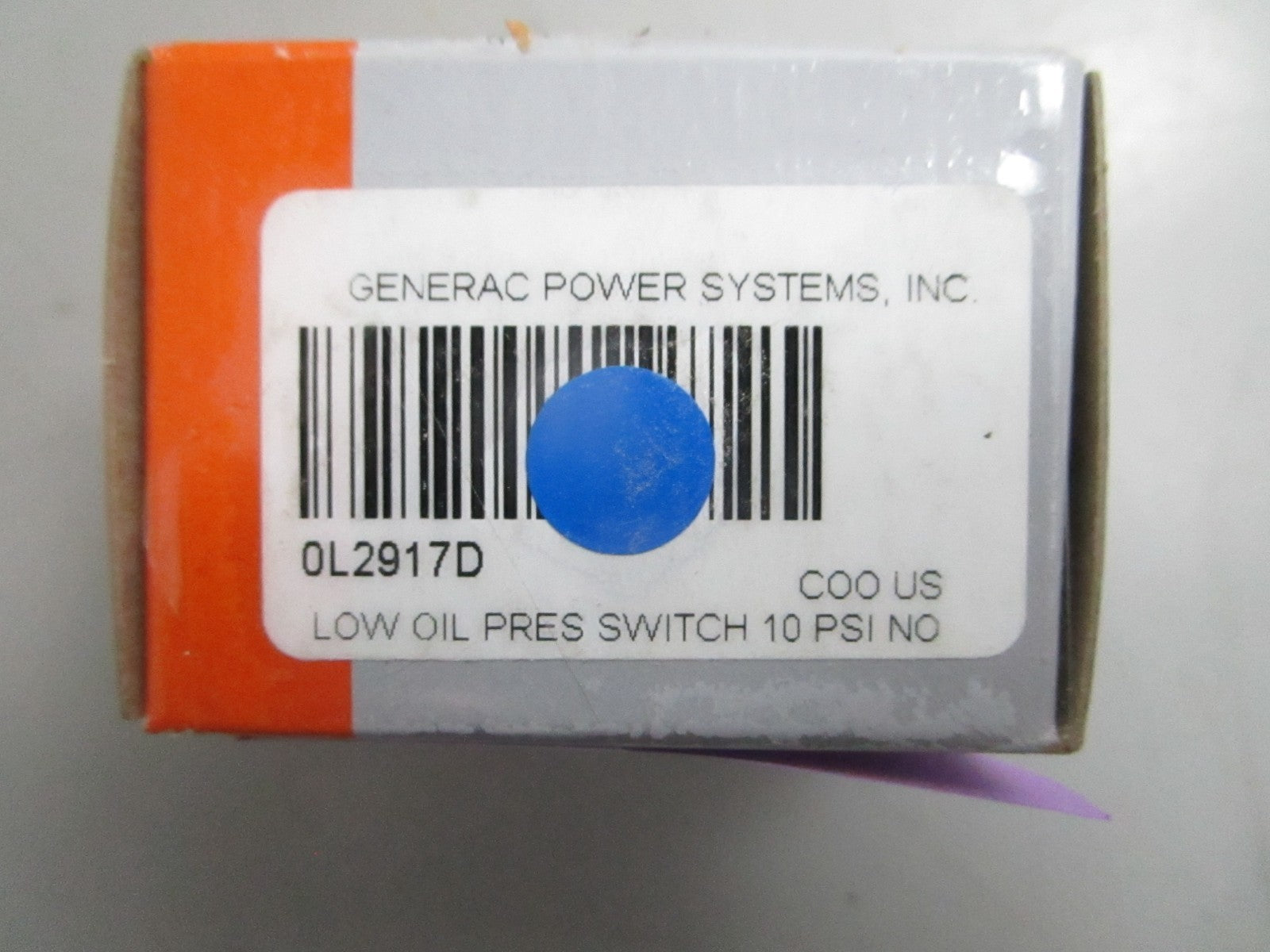 *NEW OEM* 0820 Generac 10PSI Low Oil Pressure Switch 0L2917D