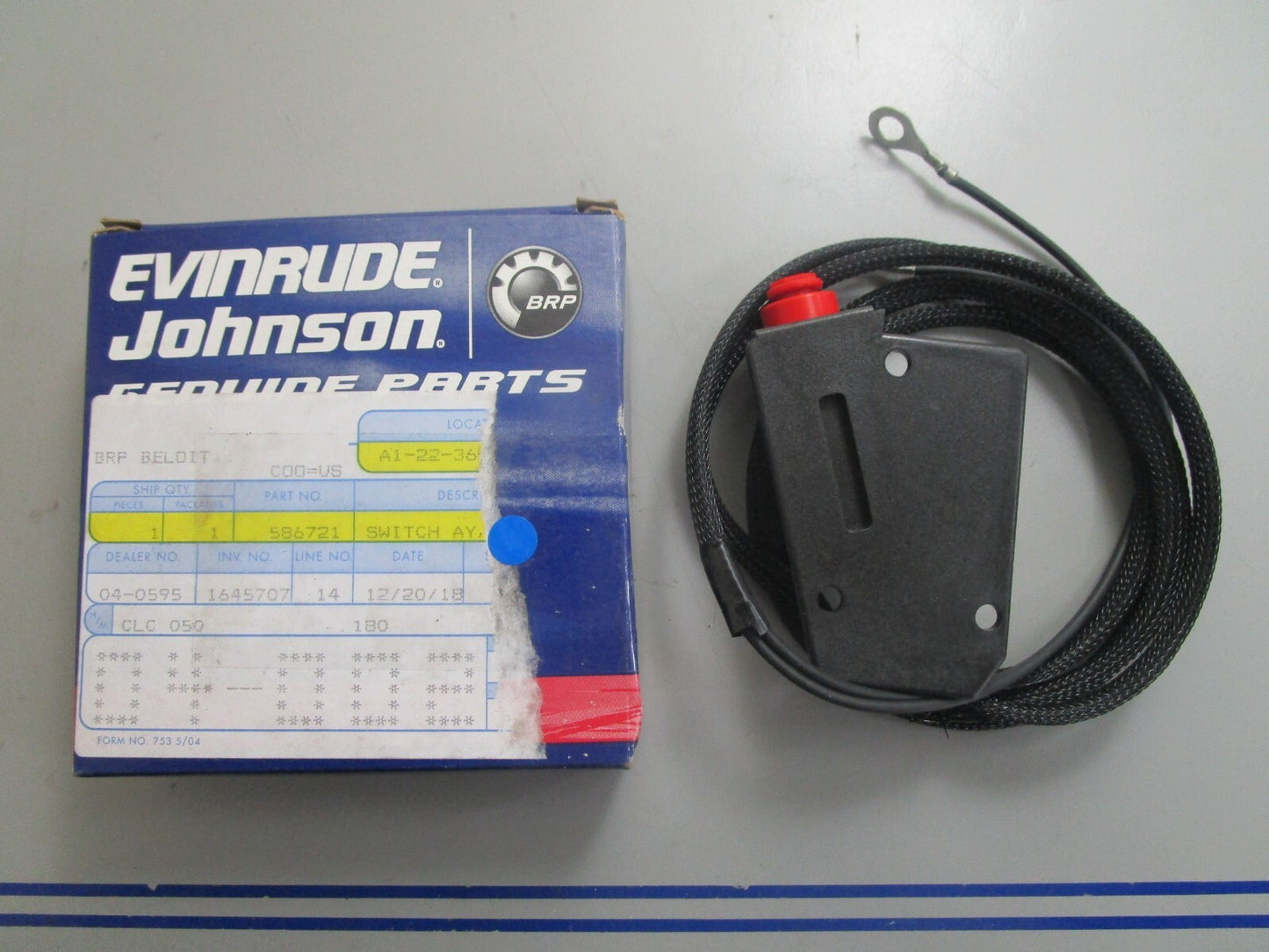 *NEW OEM* 0820 OMC Johnson Evinrude Stop Switch Ay 586721 0586721