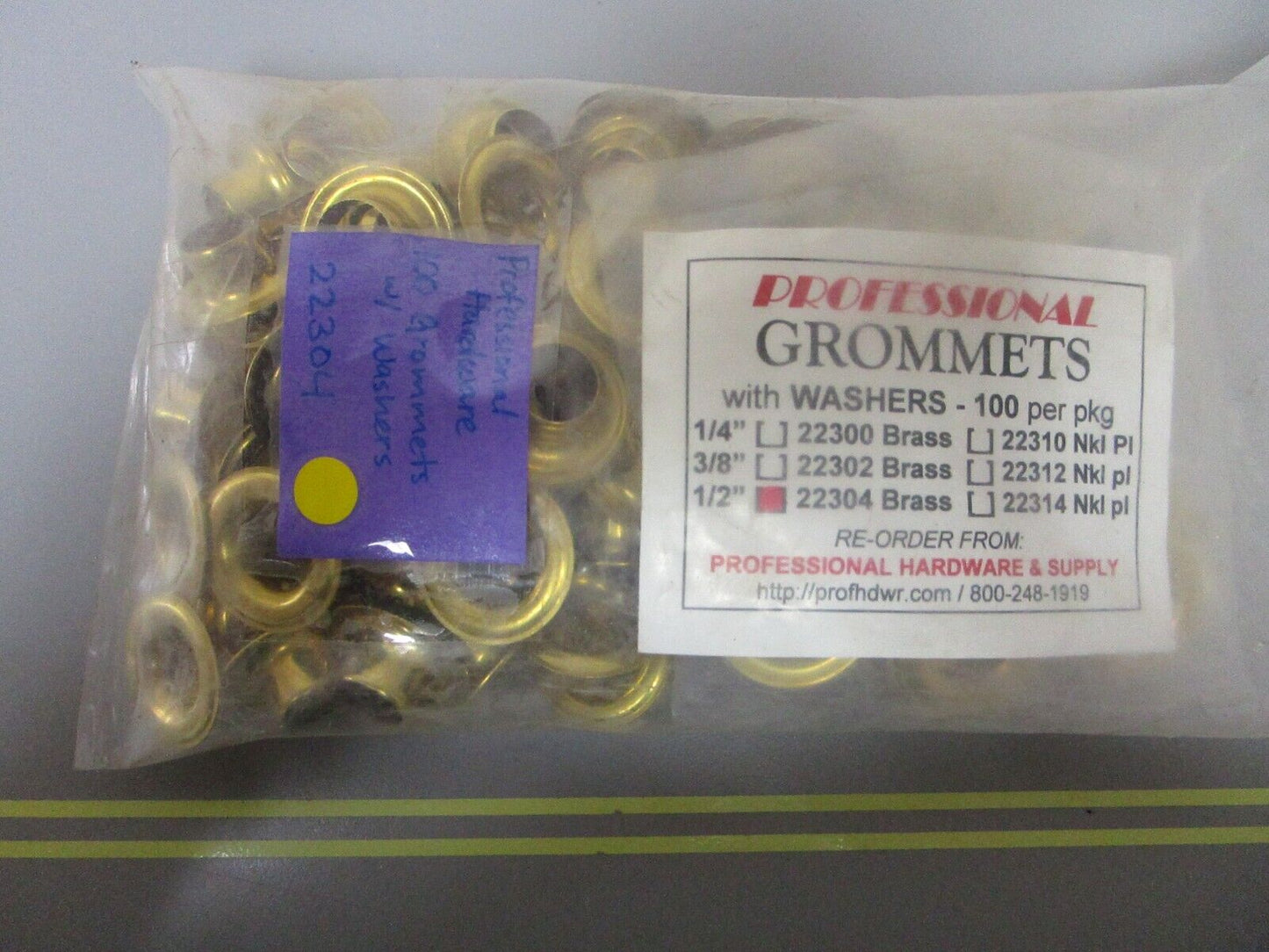*NEW* 0720 Professional Hardware 100 Grommet & Washer Set 22304