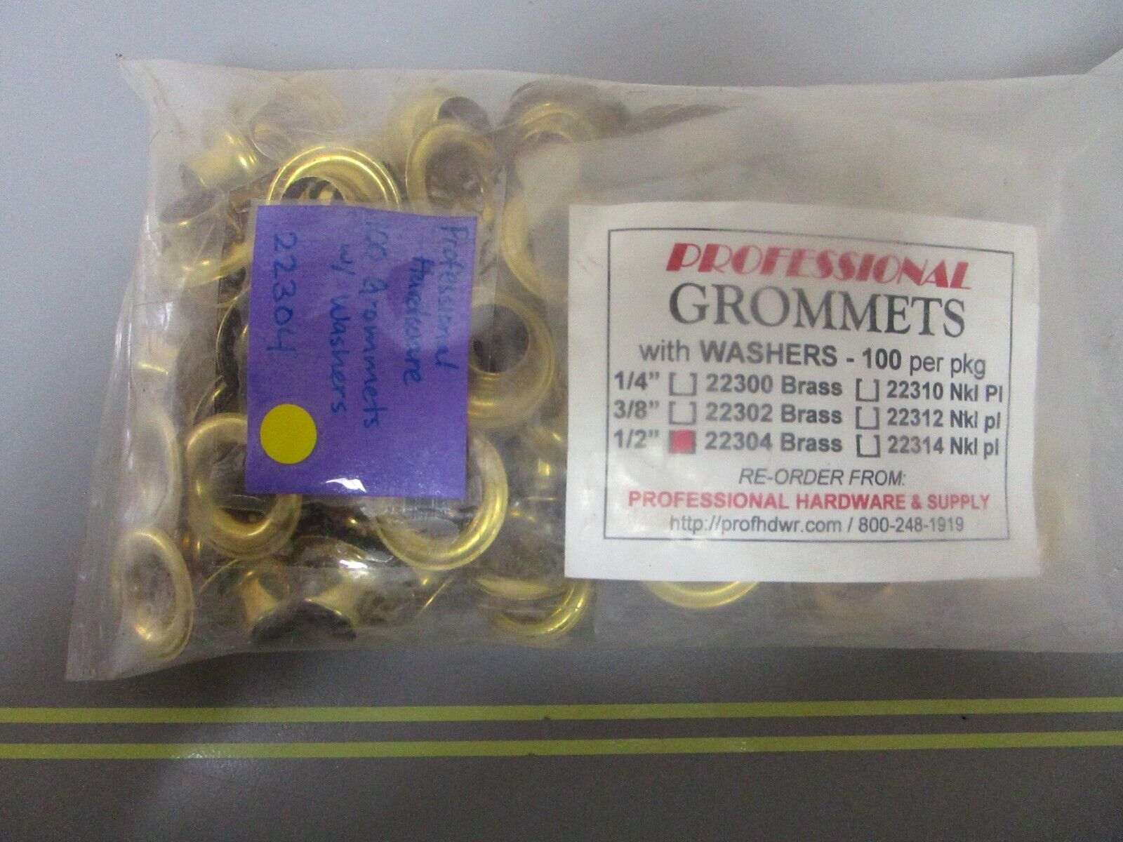 *NEW* 0720 Professional Hardware 100 Grommet & Washer Set 22304