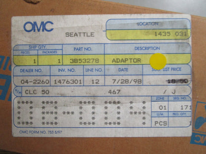 *NEW OEM* 0810 OMC Johnson Evinrude Adaptor 3853278