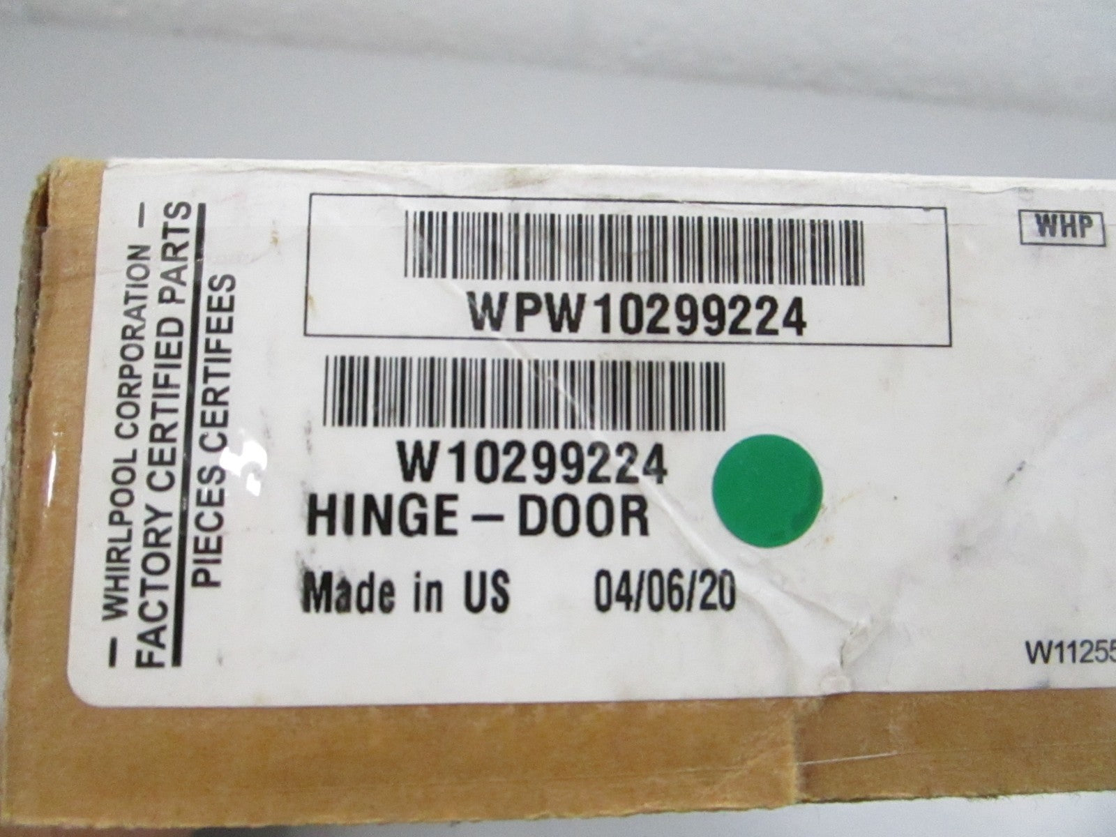 NEW OEM WPW10299224 Whirlpool Door Hinge 0810
