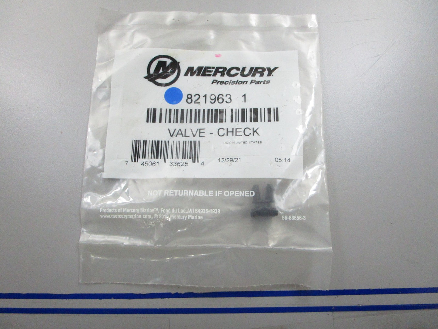 *NEW OEM* 0810 Mercury Quicksilver Check Valve 821963 1