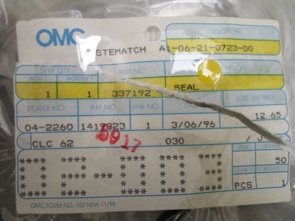 *NEW OEM* 0810 OMC Johnson Evinrude Seal 337192 0337192