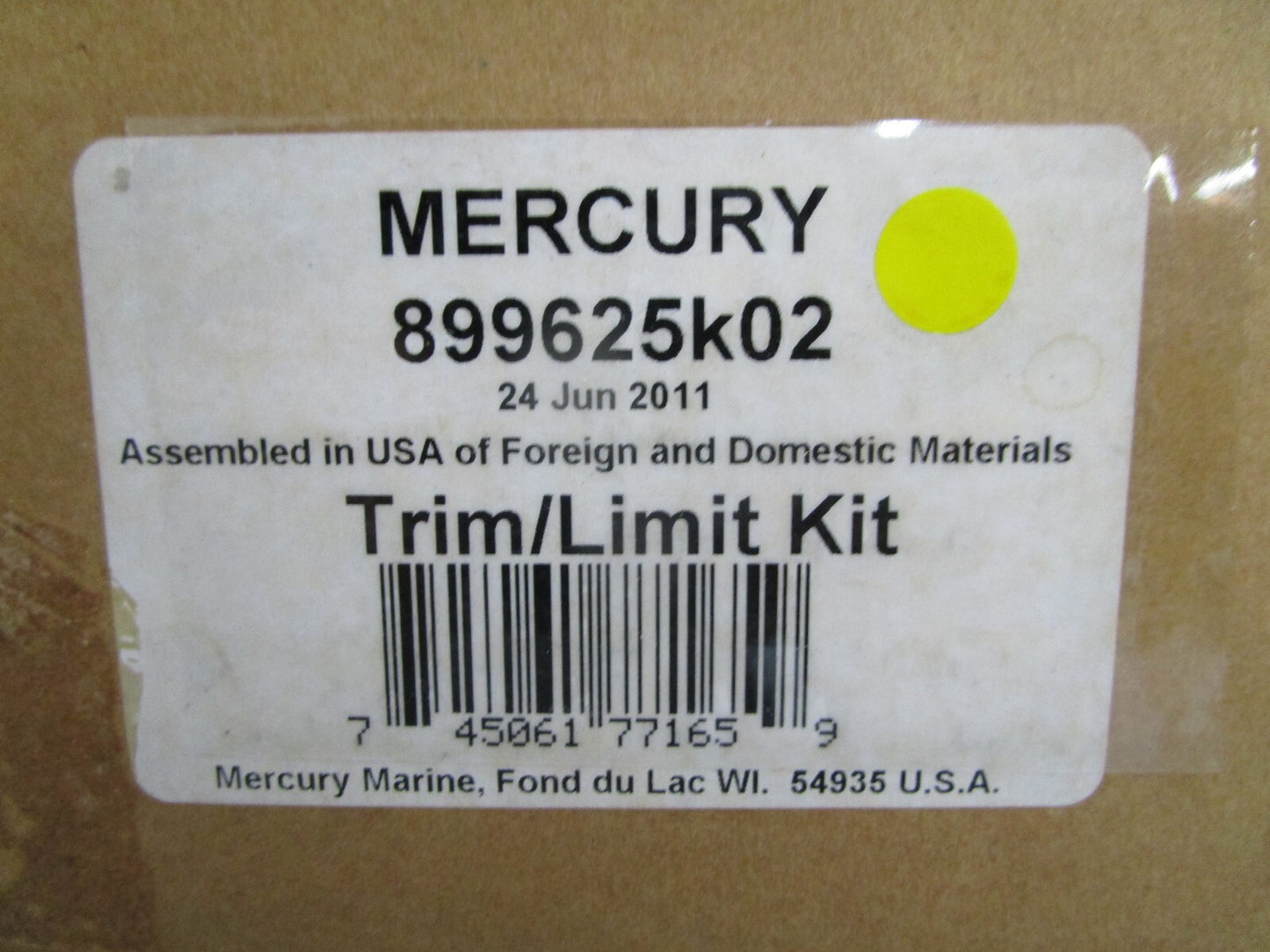 *NEW OEM* 0820 Mercury Quicksilver Trim/Limit Kit 899625K02
