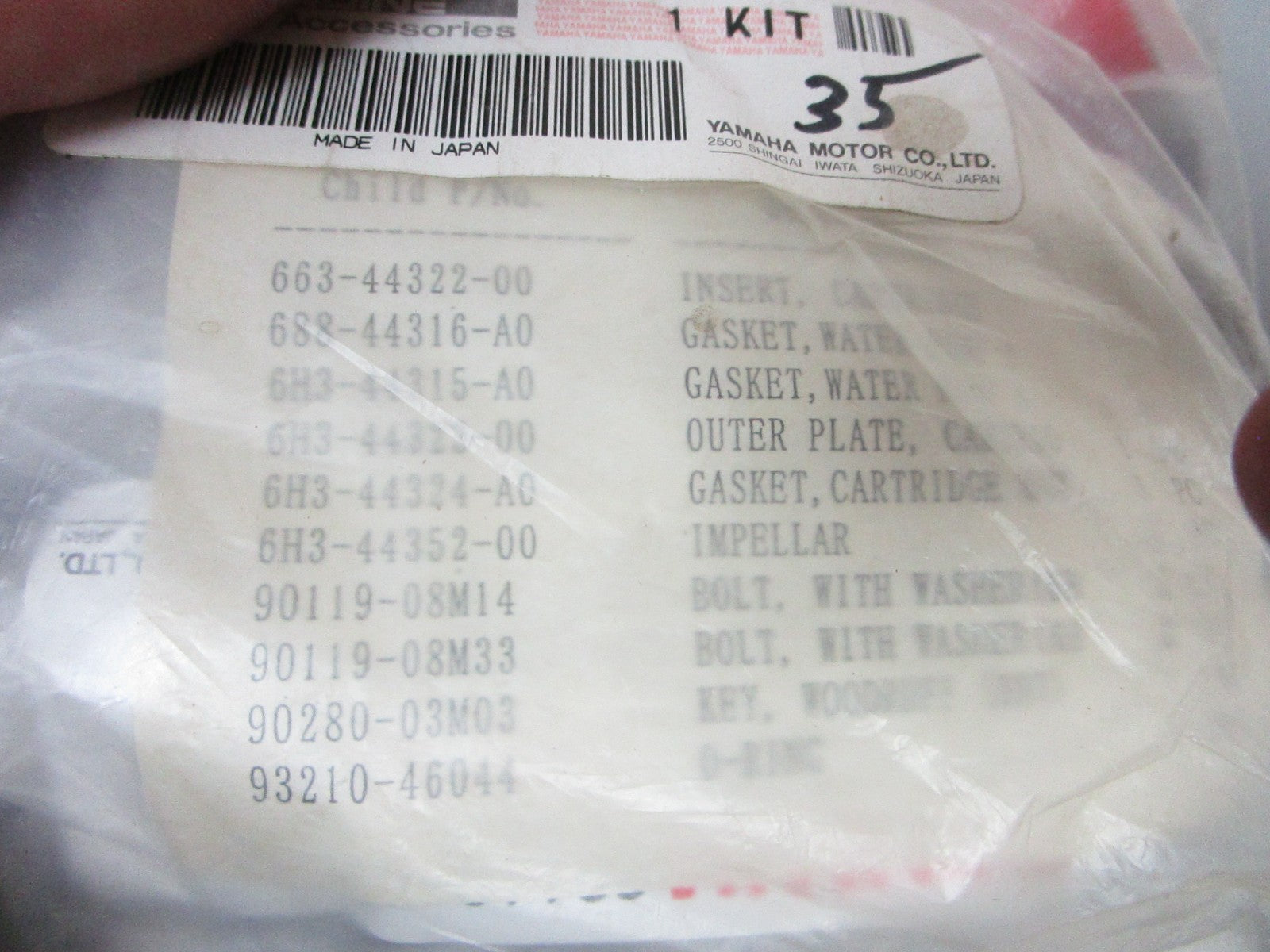 *NEW OEM* 0720 Yamaha Water Pump Impeller Kit 6H3-W0078-02-00