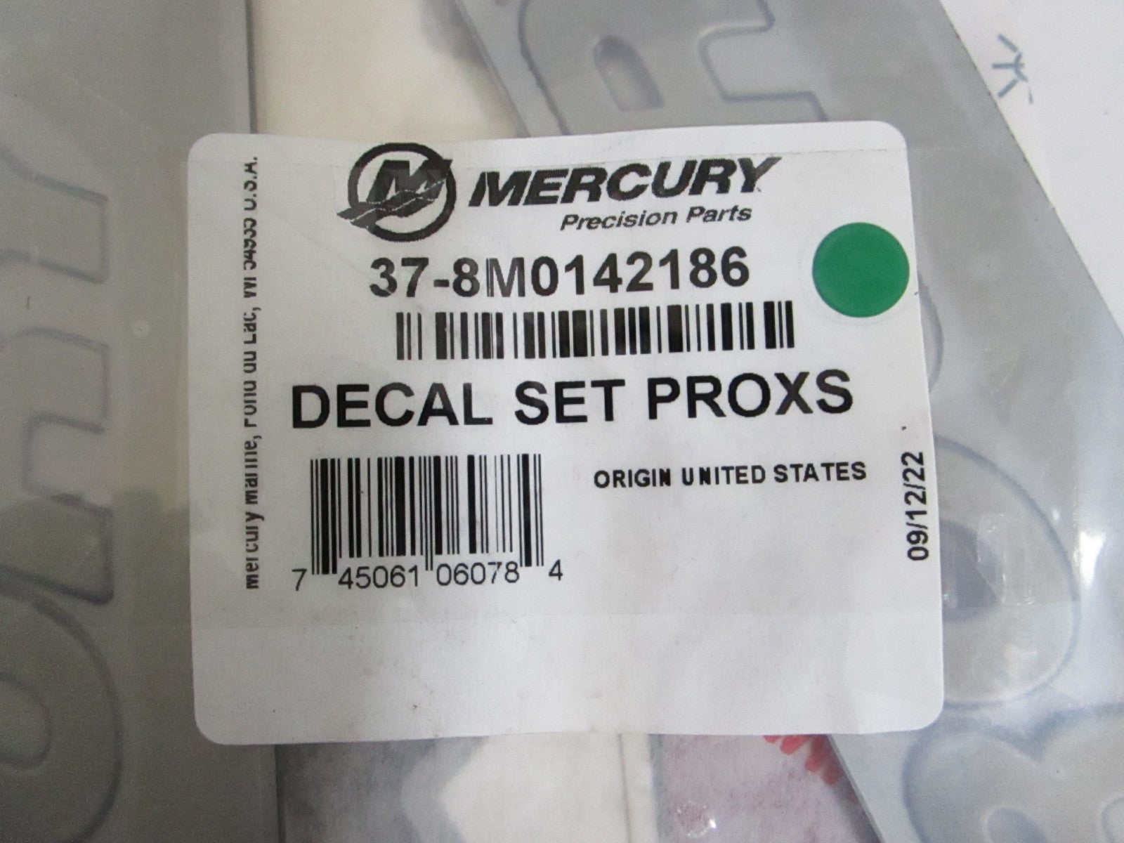 NEW OEM 37-8M0142186 Mercury Quicksilver Decal Set 0820