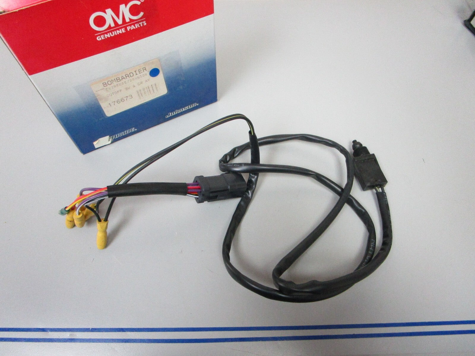 *NEW OEM* 0810 OMC Johnson Evinrude Cut-Off Switch & Cable Ay 176673 0176673