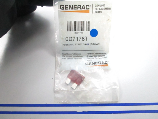 *NEW OEM* 0810 Generac Brown 7.5 Amp ATO Type Fuse 0D7178T