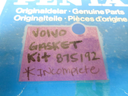 *NEW OEM* 0720 Volvo Penta Partial Gasket Seal Kit 875192-7