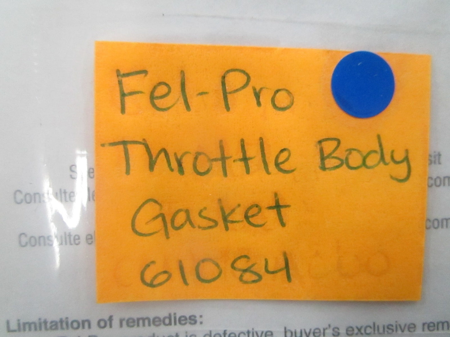 *NEW* 0810 Fel-Pro Throttle Body Gasket 61084