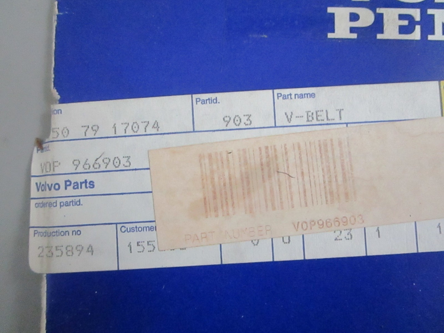 NEW OEM 966903 Volvo Penta V-Belt 0820