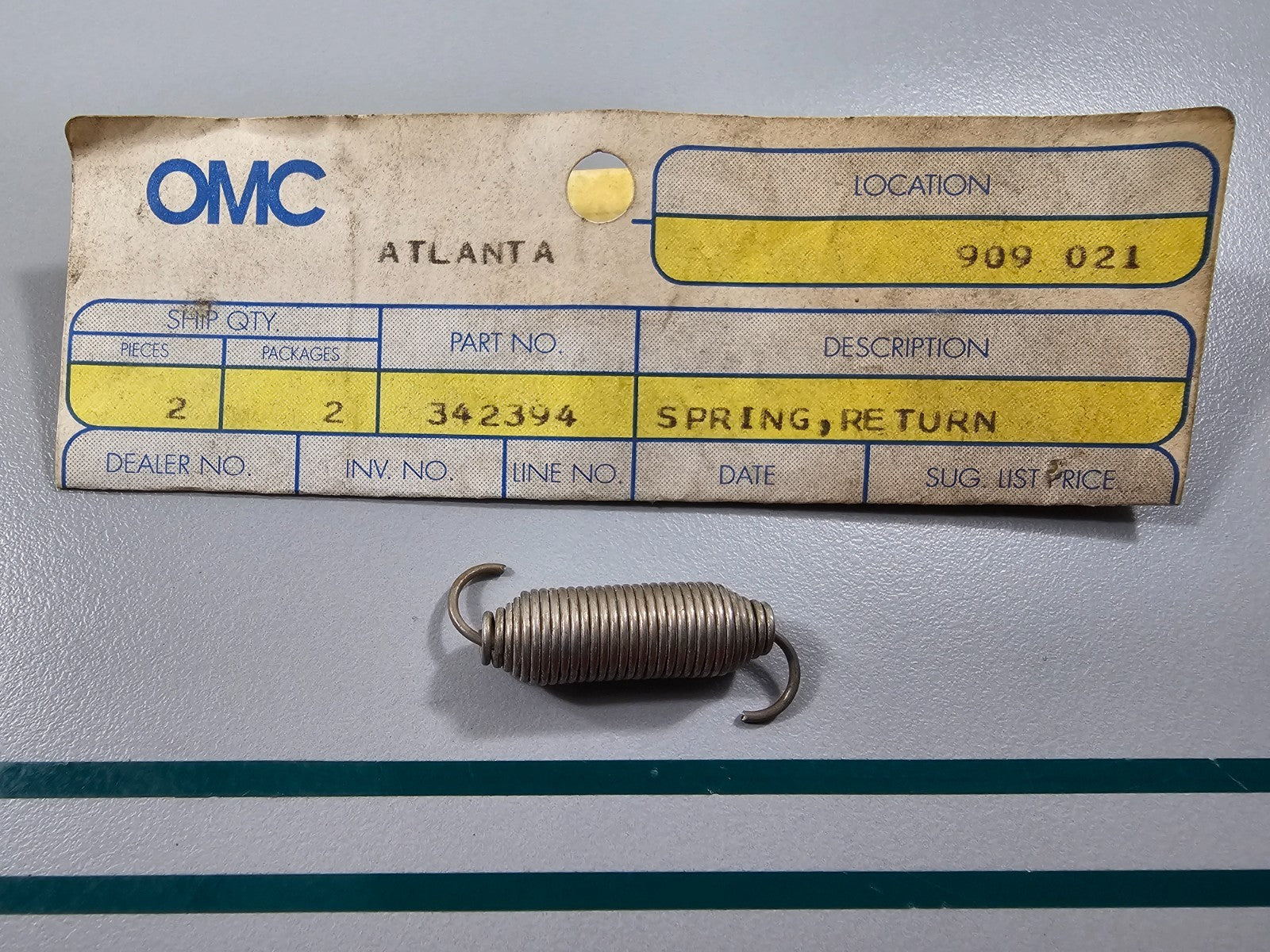 NEW OEM 342394 0342394 OMC Johnson Evinrude Return Spring 0810