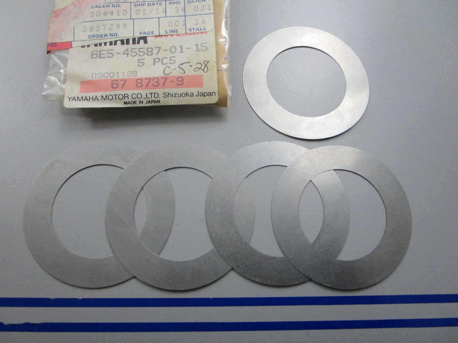 *NEW OEM* (LOT OF 5) 0810 Yamaha Shim Set 6E5-45587-01-15