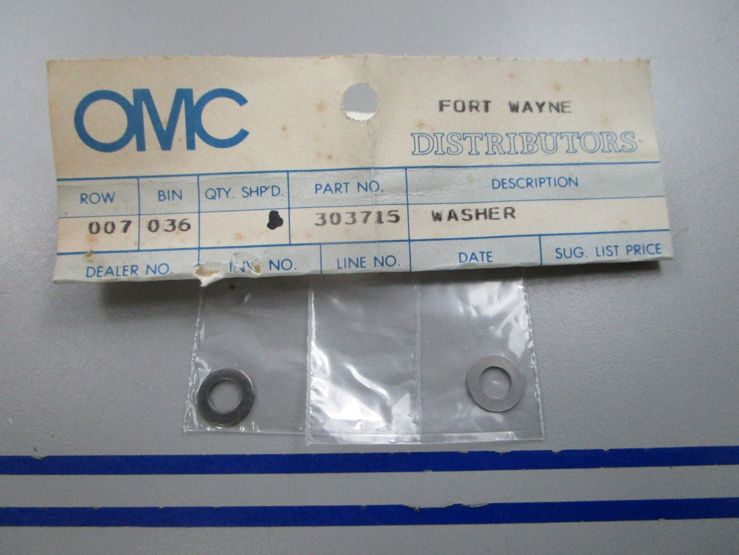 NEW OEM (LOT OF 2) 303715 0303715 OMC Johnson Evinrude Washer 0810