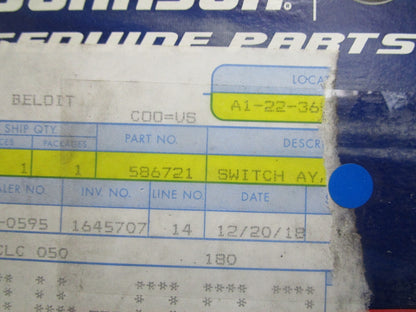 *NEW OEM* 0820 OMC Johnson Evinrude Stop Switch Ay 586721 0586721