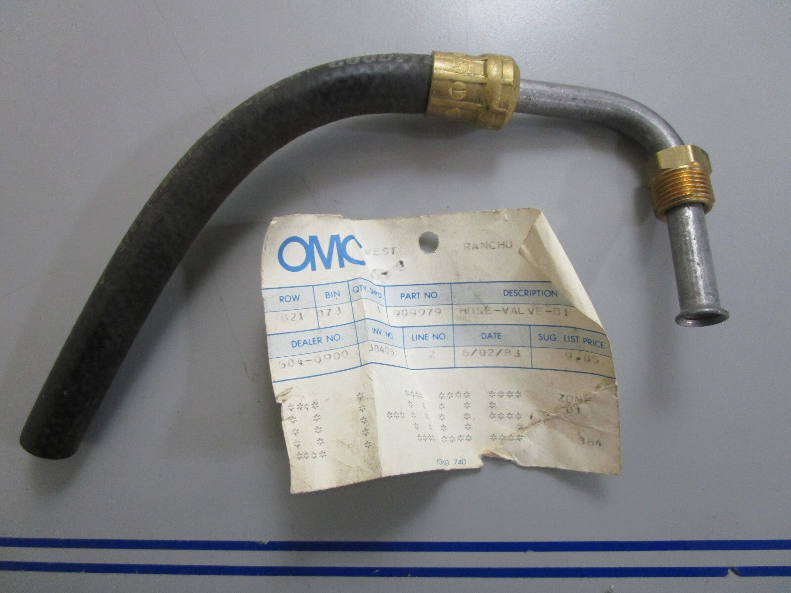 *NEW OEM* 0820 OMC Johnson Evinrude Hose 909975 0909975