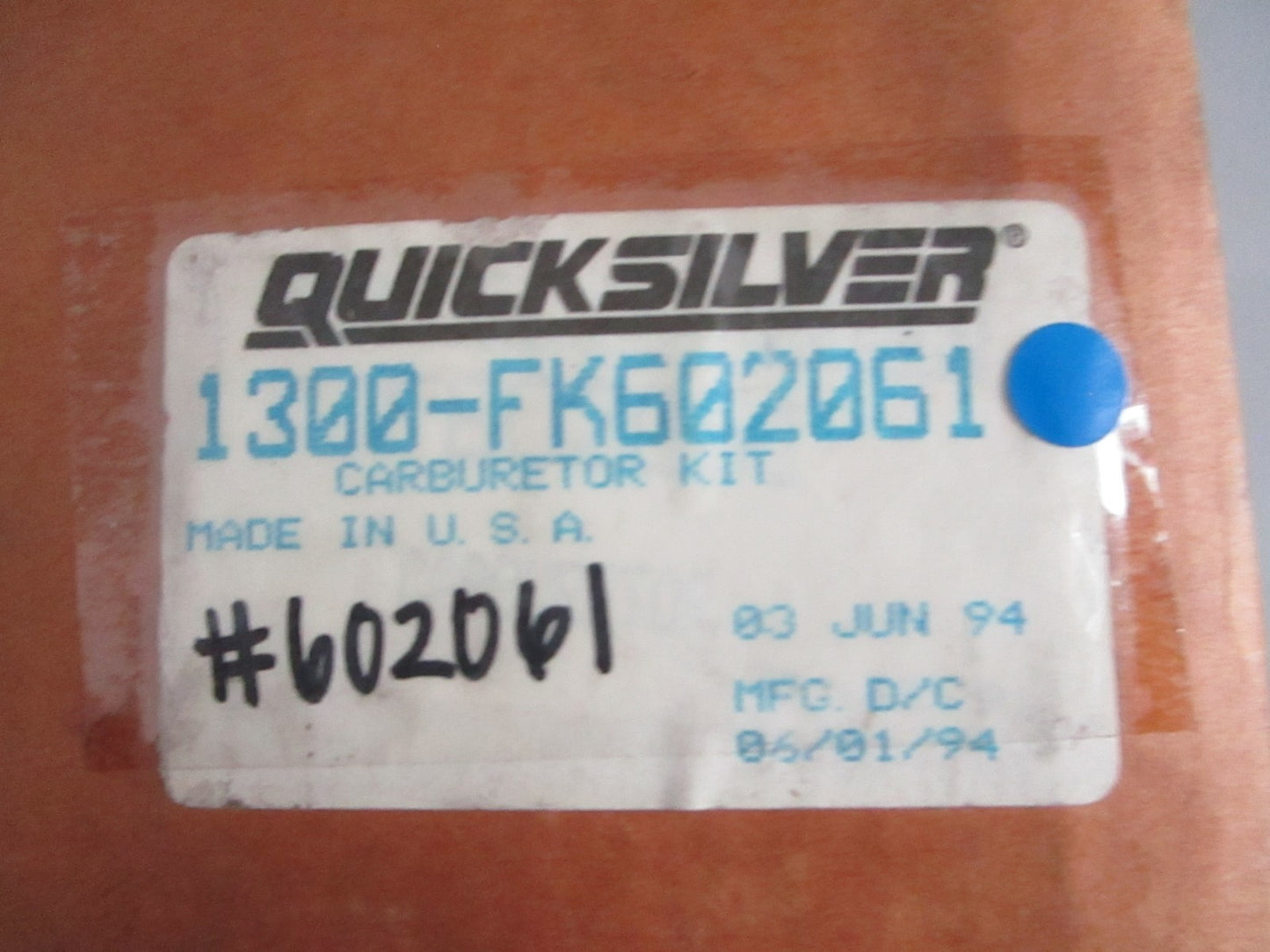 NEW OEM 1300-FK602061 Mercury Quicksilver Carburetor Kit 0820