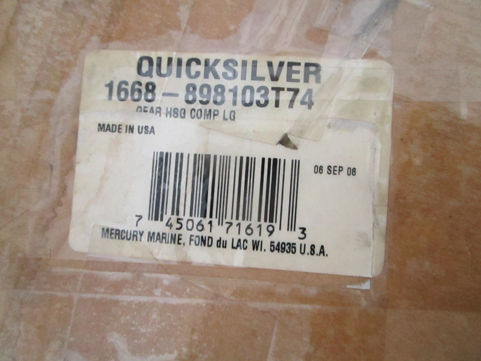 NEW OEM 1668-898103T74 Mercury Quicksilver Complete Gearcase Long Shaft 0820
