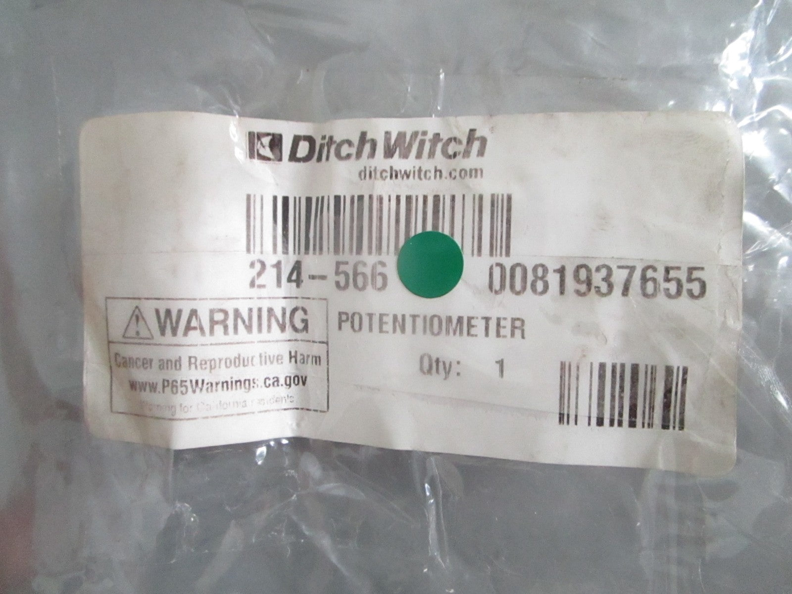 NEW OEM 214-566 Ditch Witch Potentiometer 0820