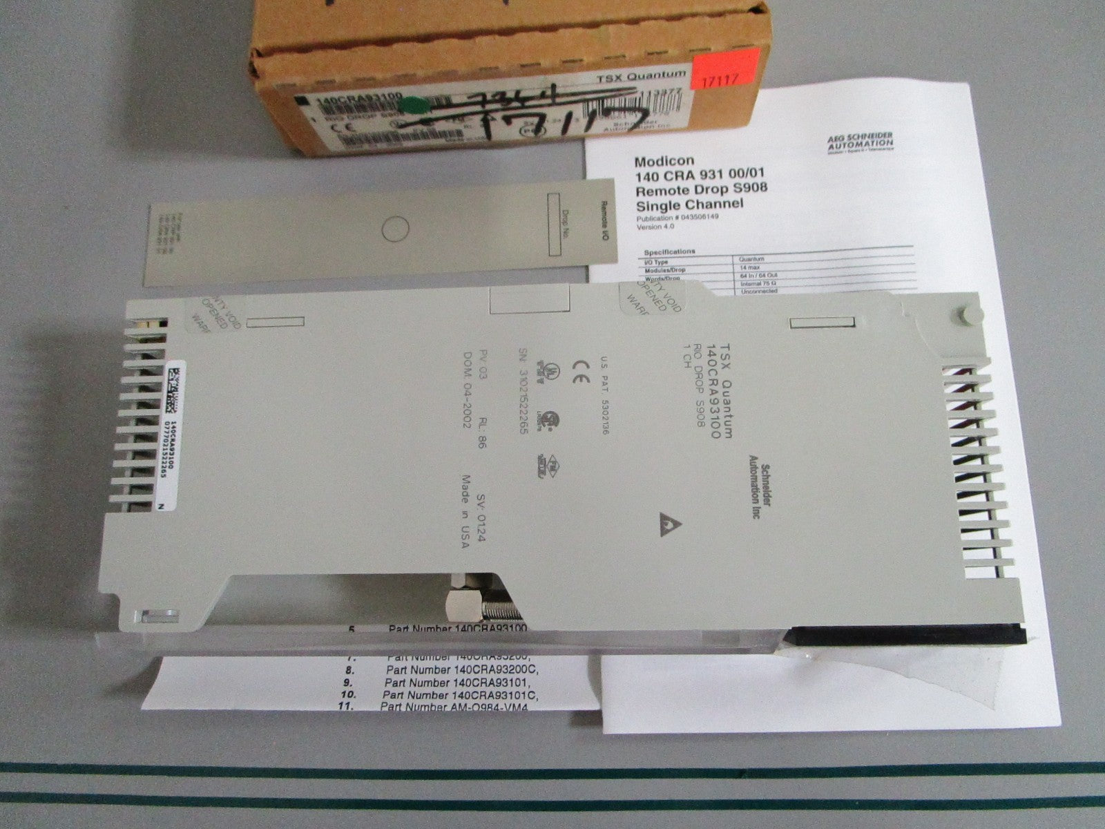 Schneider Modicon 140CRA93100 Quantum RIO Drop Adaptor Module 1CH NEW OEM 0820