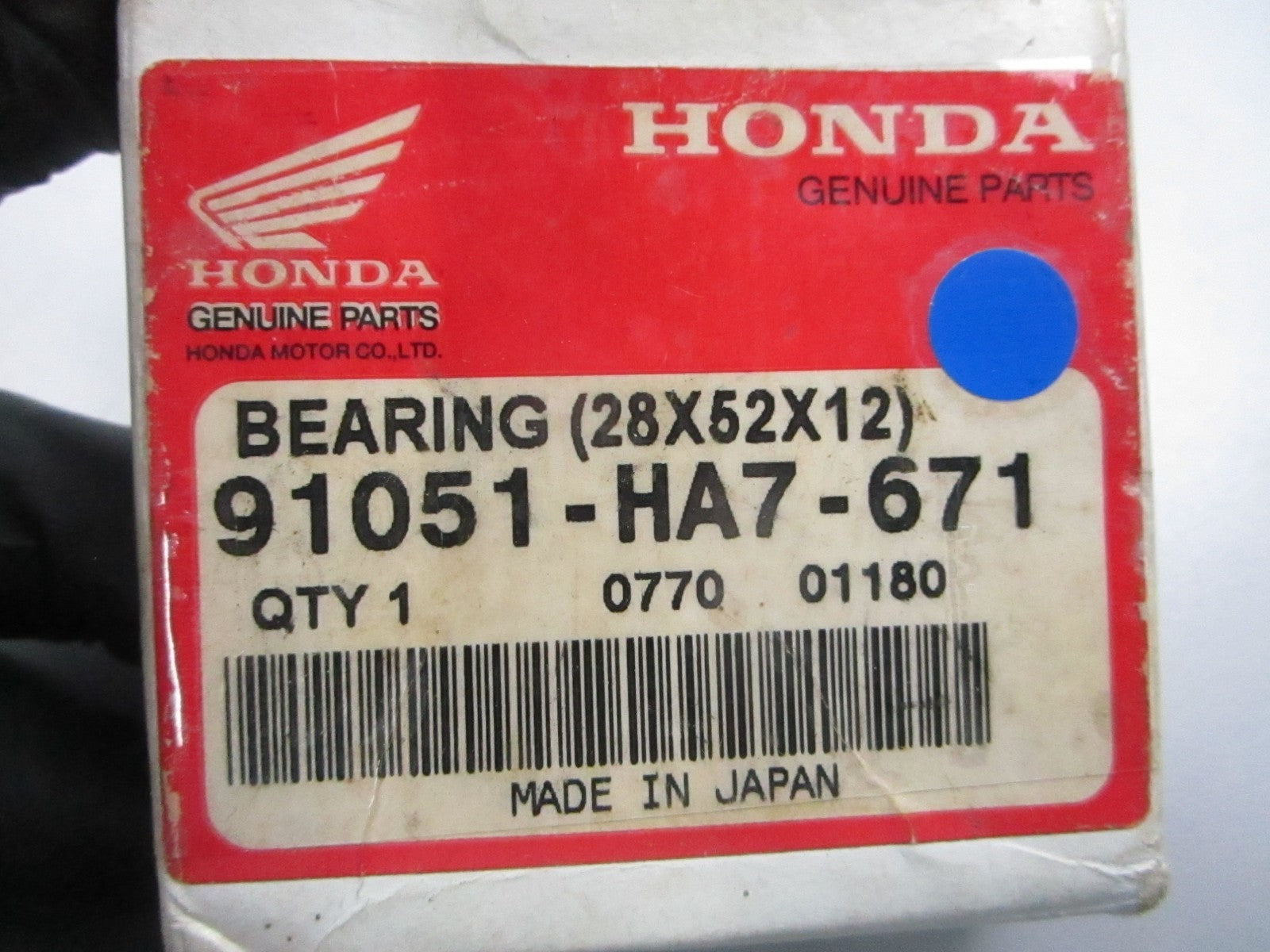 NEW OEM 91051-HA7-671 Honda 28 x 52 x 12 Bearing 0720
