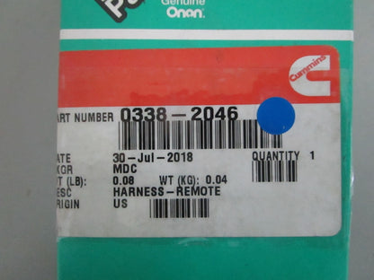 *NEW OEM* 0820 Onan Cummins Remote Harness 0338-2046