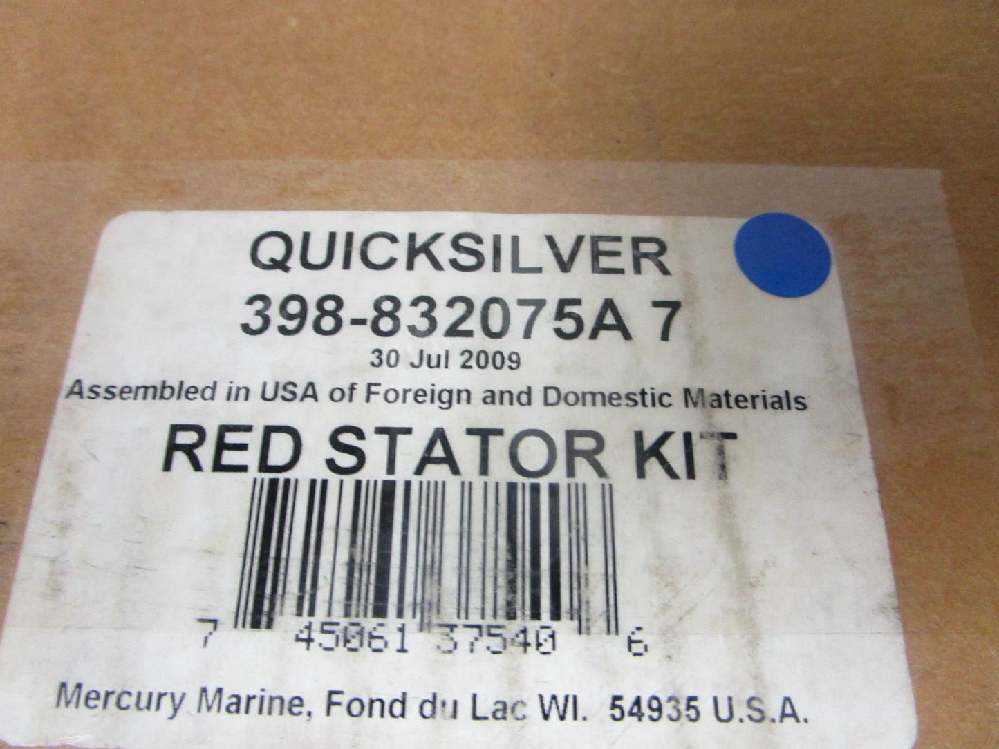 *NEW OEM* 0720 Mercury Quicksilver Red Stator Kit 398-832075A7