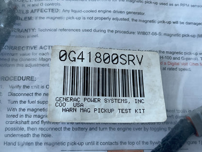 *NEW OEM* 0720 Generac MAG Pickup Test Kit Harness 0G41800SRV