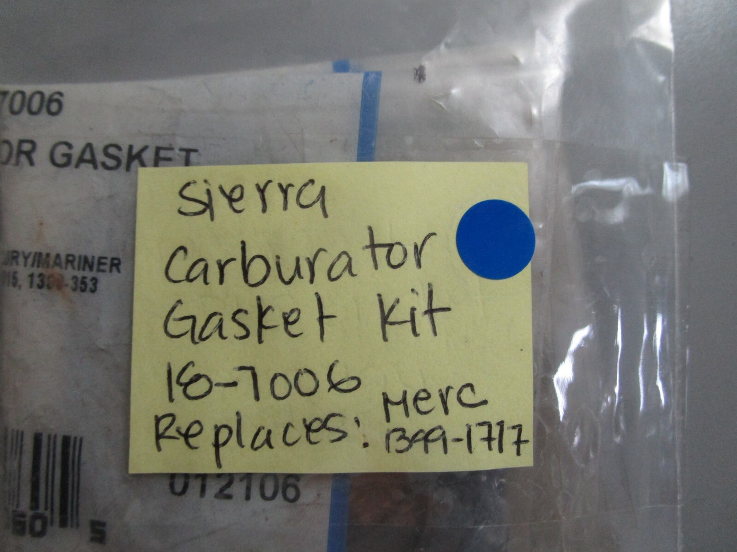 *NEW* 0810 Sierra Carburetor Gasket Kit 18-7006 Replaces: Mercury 1399-1717