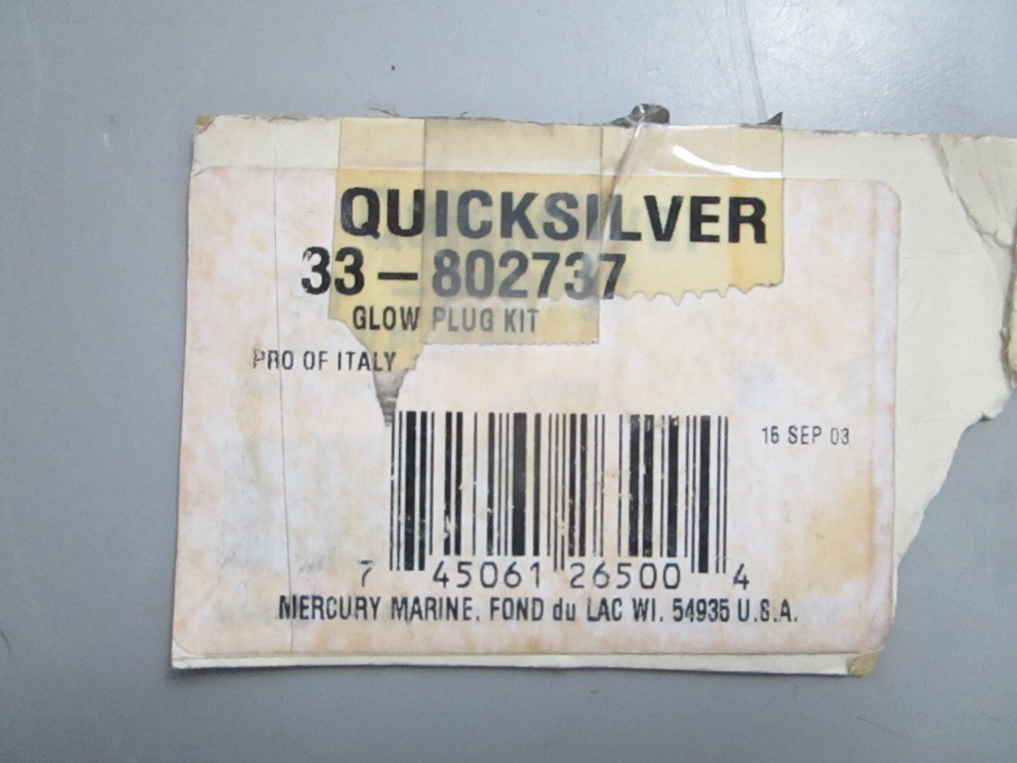 *NEW OEM* 0820 Mercury Quicksilver Glow Plug Kit 33-802737