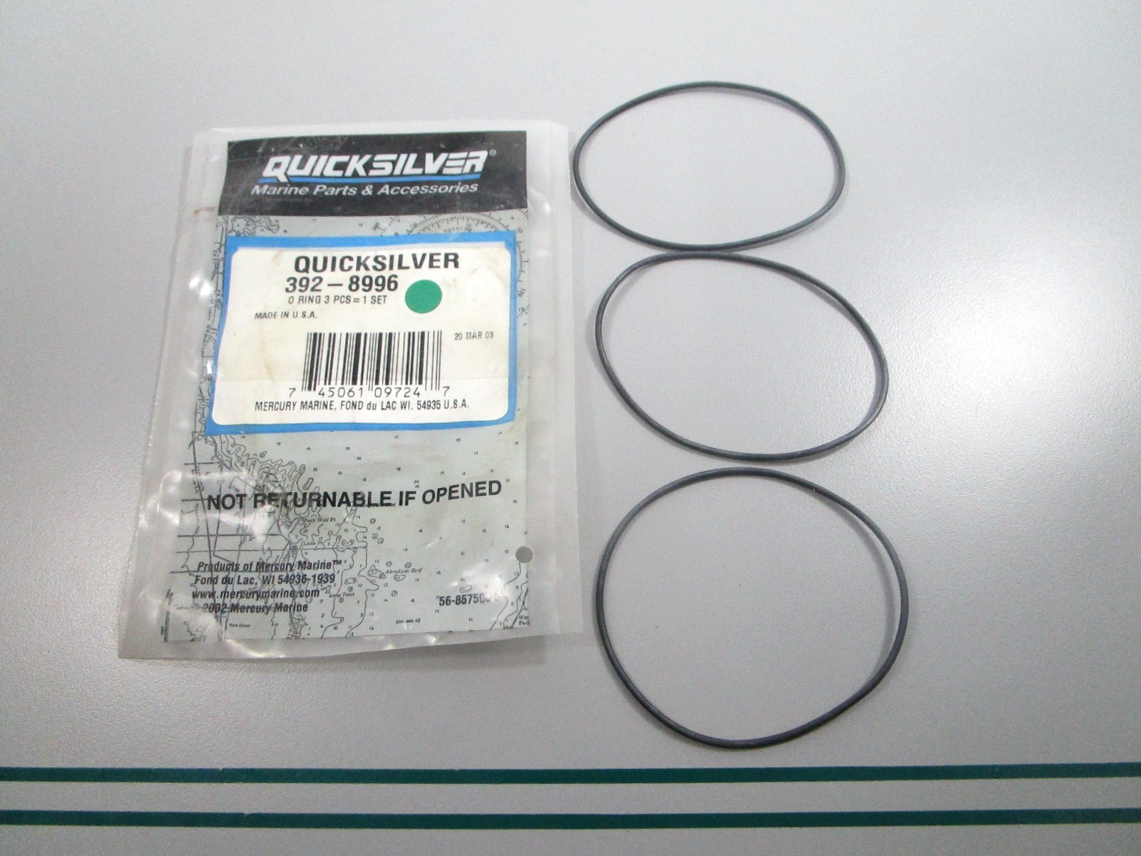 NEW OEM 392-8996 Mercury Quicksilver 3 Piece O-Ring Set 0810