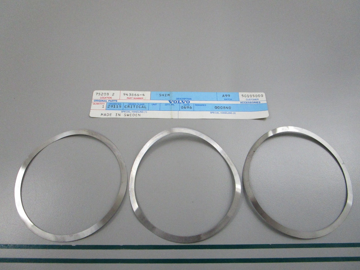 NEW OEM (LOT OF 3) 943866-4 Volvo Penta Shim 0810
