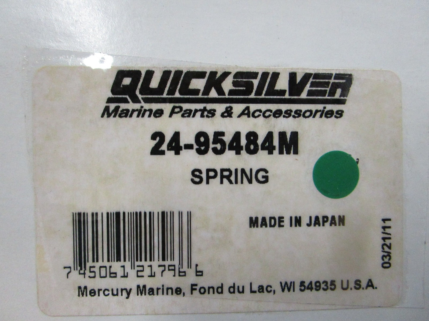 NEW OEM 24-95484M Mercury Quicksilver Spring 0810