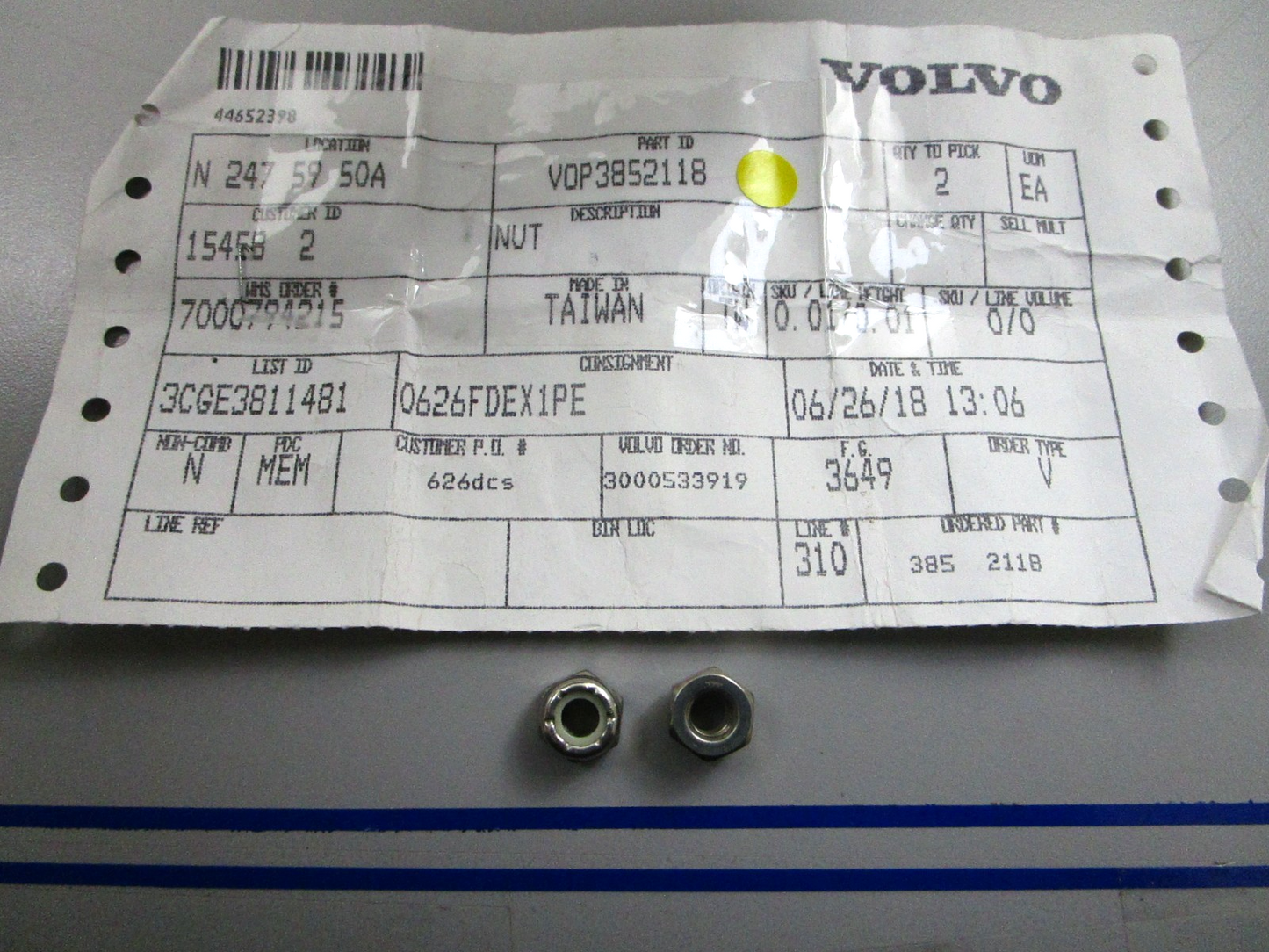 *NEW OEM* (LOT OF 2) 0810 Volvo Penta Nut 3852118