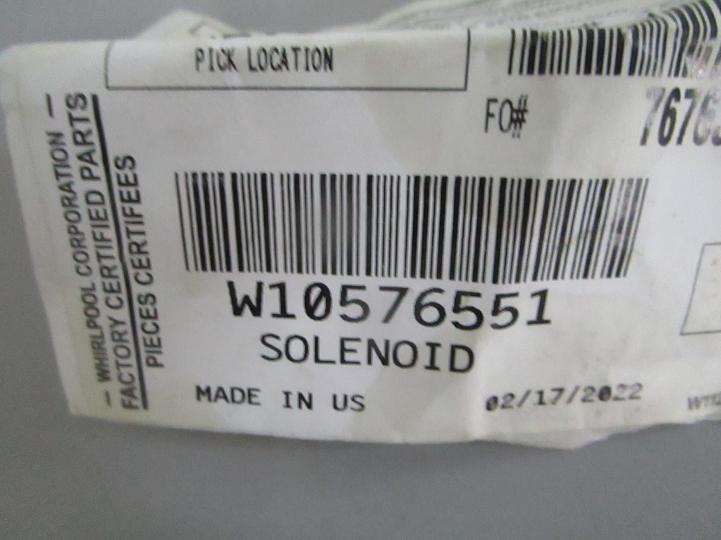Whirlpool NEW OEM Dishwasher Solenoid W10576551 NOS Genuine Appliance Part 0820