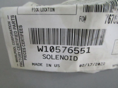 Whirlpool NEW OEM Dishwasher Solenoid W10576551 NOS Genuine Appliance Part 0820