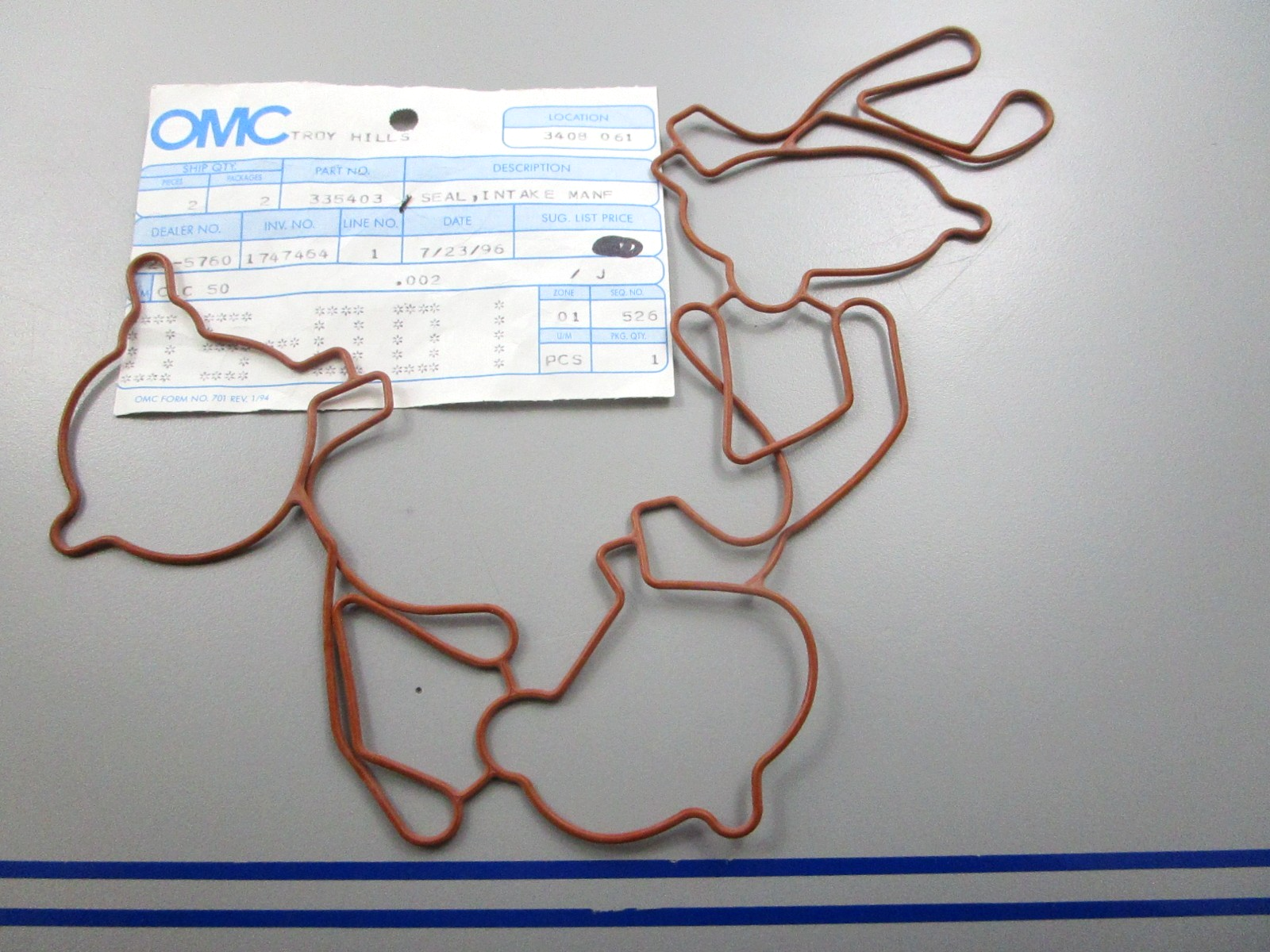 *NEW OEM* 0810 OMC Johnson Evinrude Intake Manifold Seal 335403 0335403