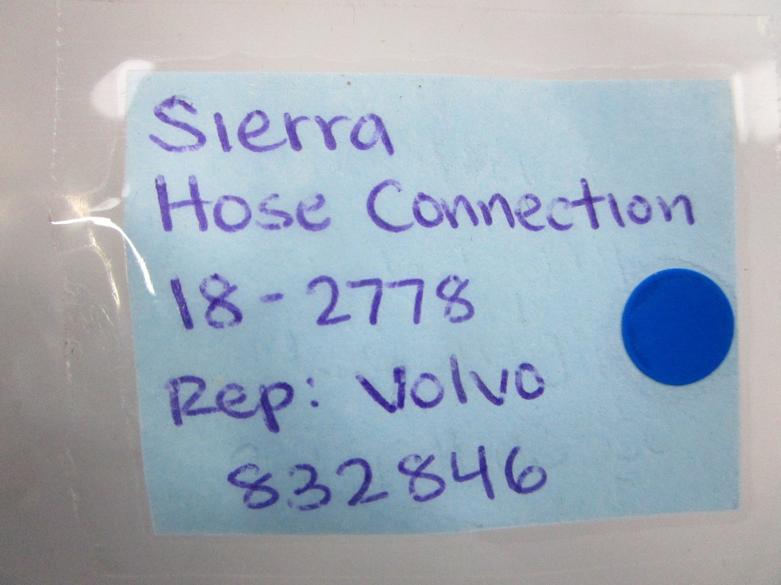NEW 18-2778 Replaces: Volvo 832846 Sierra Hose Connection 0810