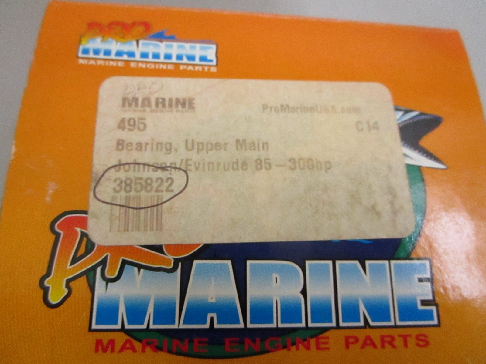 *NEW* 0820 Pro Marine Upper Main Bearing 495 For: Evinrude 85-300HP 385822