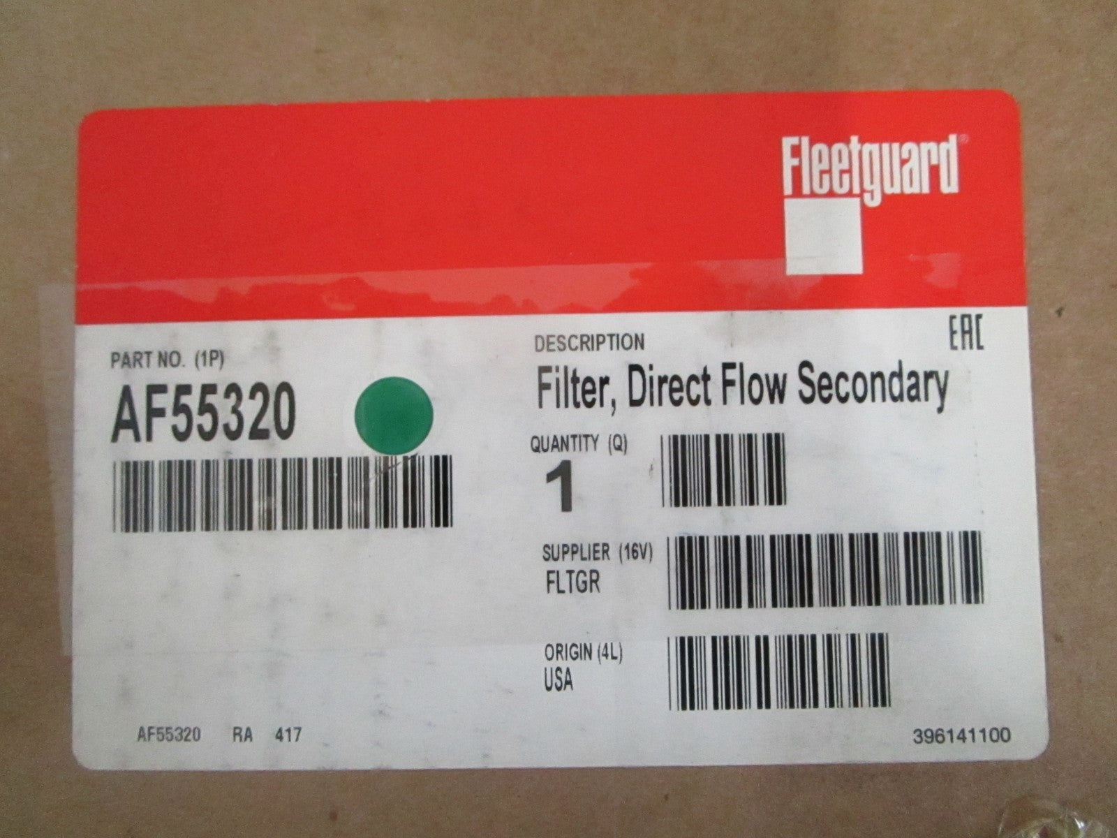 NEW OEM AF55320 Fleetguard Direct Flow Secondary Filter 0820
