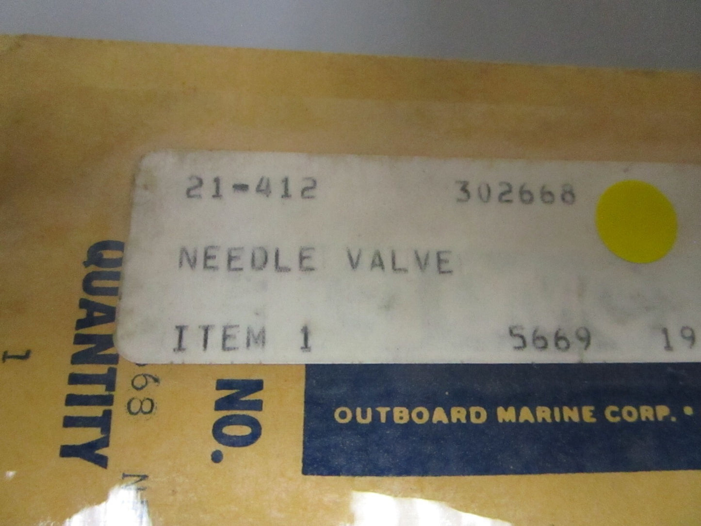 *NEW OEM* 0750 OMC Johnson Evinrude  NEEDLE VALVE 302668 0302268