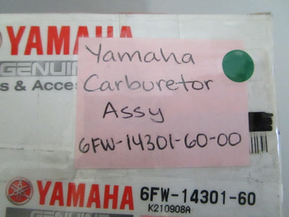 NEW OEM 6FW-14301-60-00 Yamaha Carburetor Assy 0820