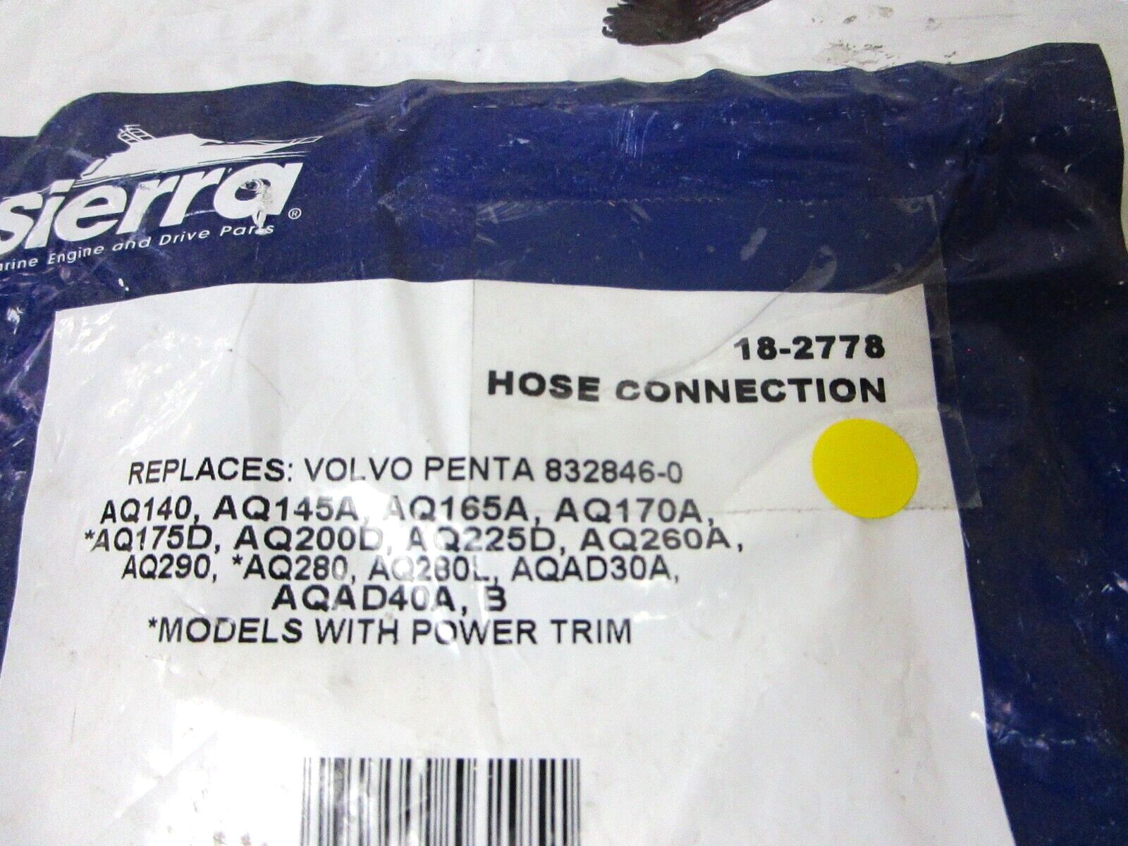 *NEW* 0750 Sierra HOSE CONNECTION 18-2778 Replaces Volvo Penta 832846-0
