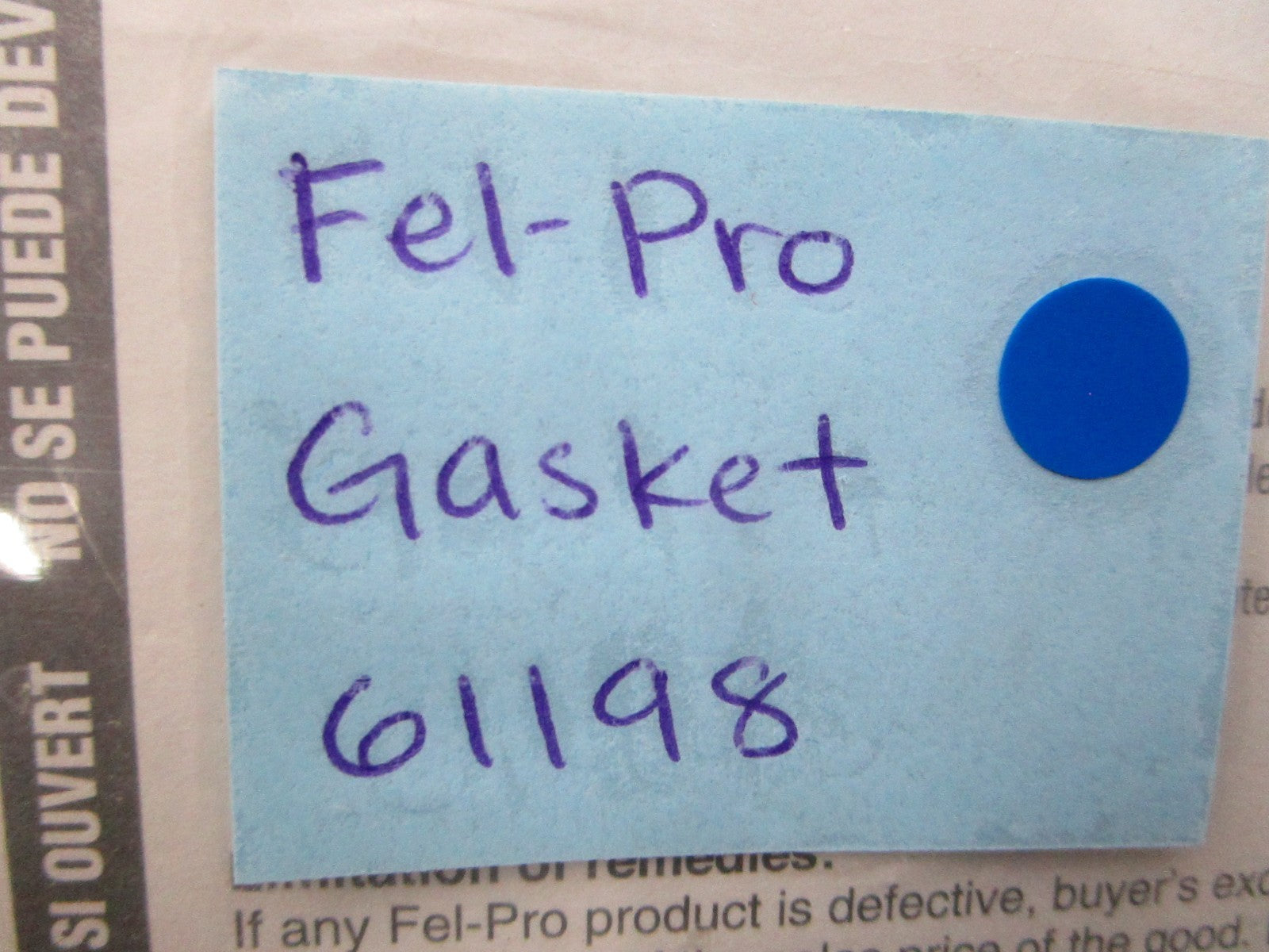 *NEW* 0810 Fel-Pro Gasket 61198