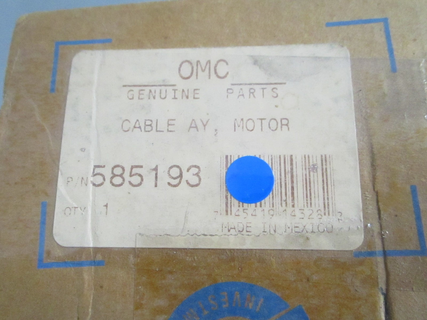 NEW OEM 585193 0585193 OMC Johnson Evinrude Motor Cable Ay 0820